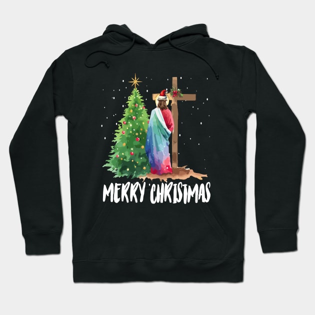 Christmas Holiday Jesus Cross Hoodie by Outrageous Flavors